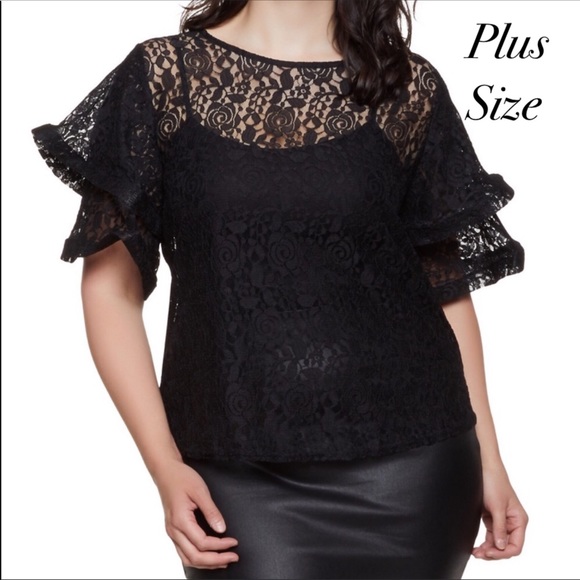 boutique Tops - 🆕🖤CLEARANCE!✅Plus Size Lace Tiered Blouse🖤